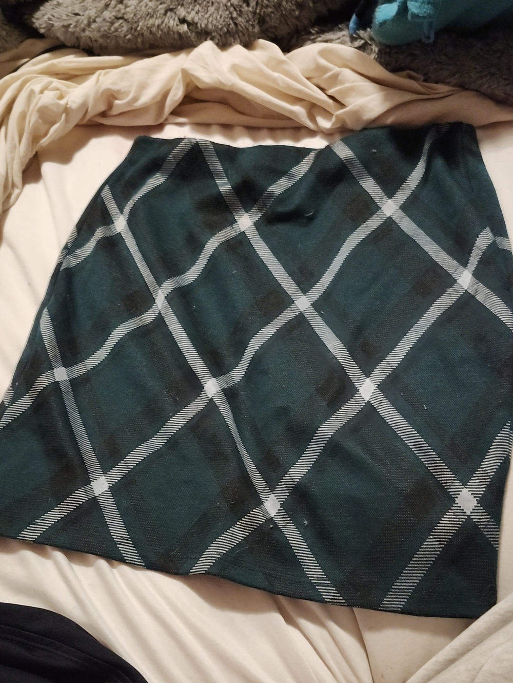 Eclipse Dark Green Plaid Pencil Skirt with White Windowpane